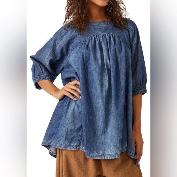 Free People Tops - Free People Memories Of You Denim Top